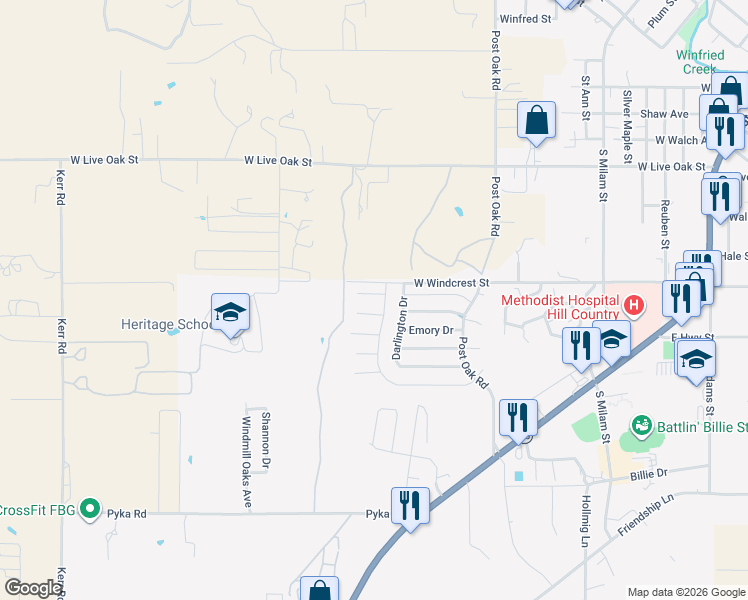 map of restaurants, bars, coffee shops, grocery stores, and more near 758 Northern Red Oak Lane in Fredericksburg