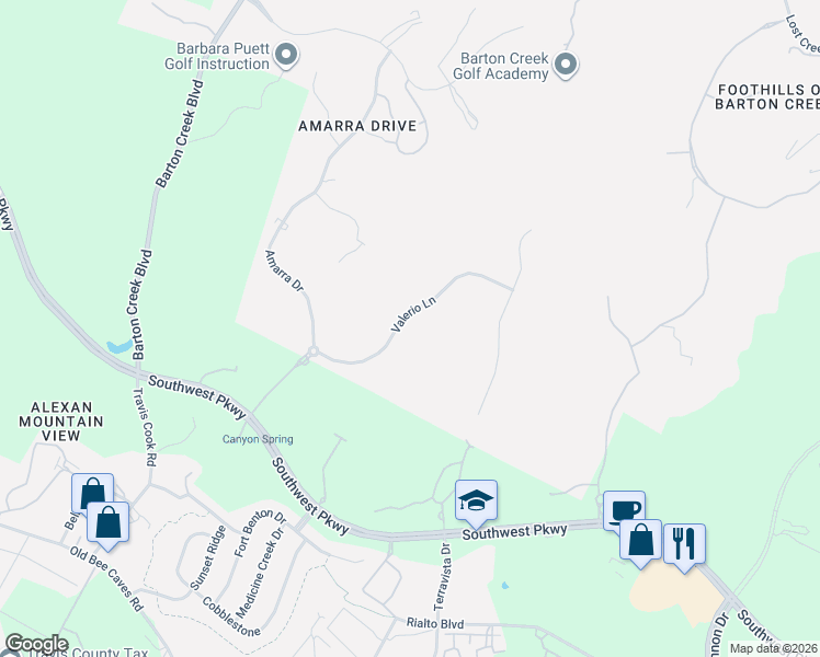 map of restaurants, bars, coffee shops, grocery stores, and more near 8309 Valerio Lane in Austin