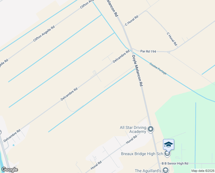 map of restaurants, bars, coffee shops, grocery stores, and more near 2310 Doyle Melancon Road in Breaux Bridge