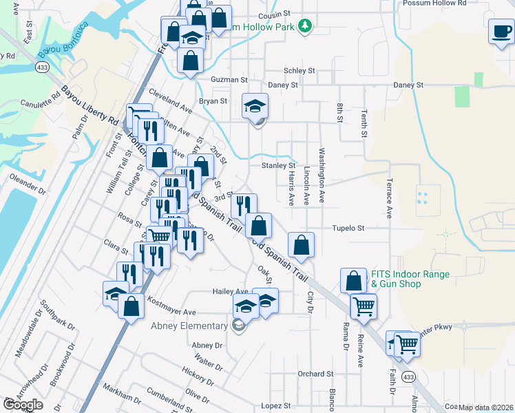 map of restaurants, bars, coffee shops, grocery stores, and more near 2692 Slidell Avenue in Slidell
