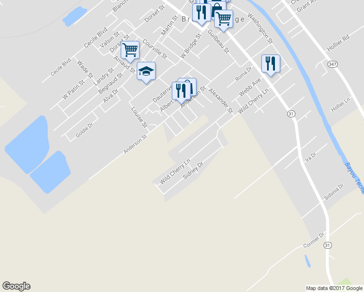 map of restaurants, bars, coffee shops, grocery stores, and more near 700 Ruby Drive in Breaux Bridge