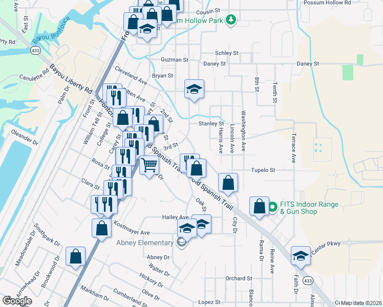 map of restaurants, bars, coffee shops, grocery stores, and more near 2692 Slidell Avenue in Slidell