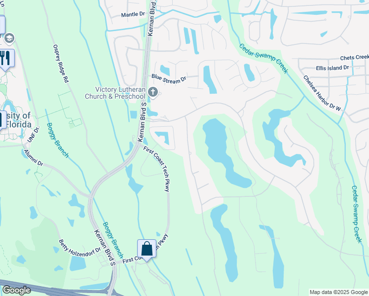 map of restaurants, bars, coffee shops, grocery stores, and more near 4408 Hunterston Lane in Jacksonville