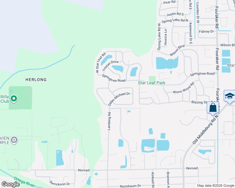 map of restaurants, bars, coffee shops, grocery stores, and more near 8664 Julia Marie Circle in Jacksonville