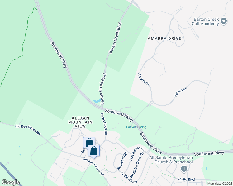 map of restaurants, bars, coffee shops, grocery stores, and more near 8718 Southwest Parkway in Austin