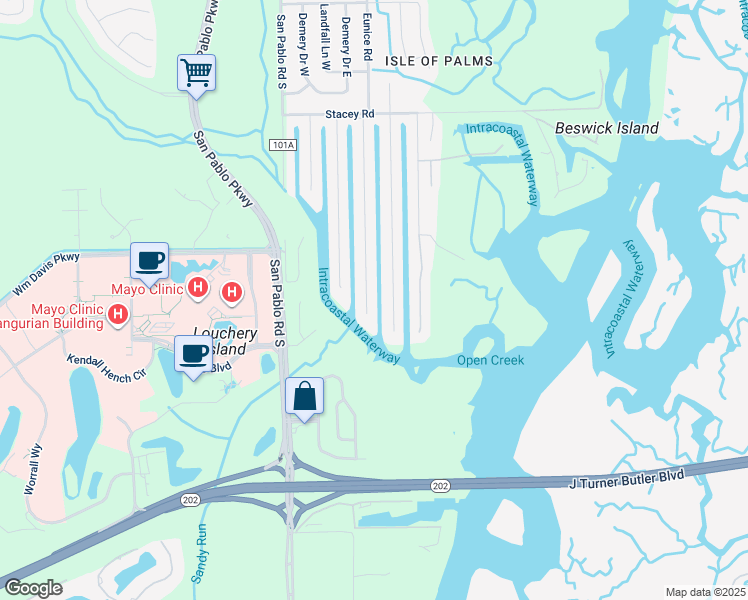map of restaurants, bars, coffee shops, grocery stores, and more near 4425 Tradewinds Drive in Jacksonville