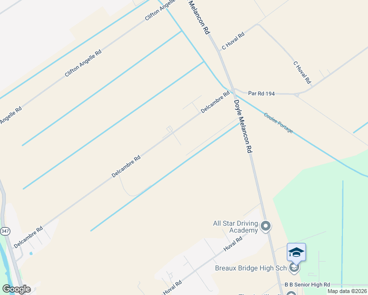 map of restaurants, bars, coffee shops, grocery stores, and more near 2310 Doyle Melancon Road in Breaux Bridge