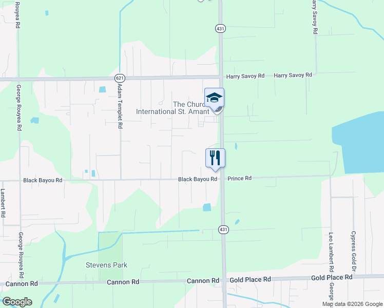 map of restaurants, bars, coffee shops, grocery stores, and more near 13380 Ellis P Babin Road in Gonzales