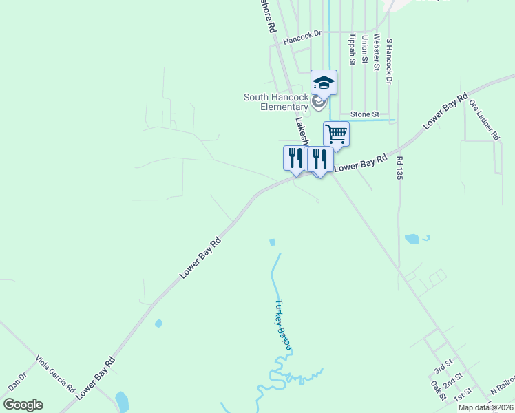 map of restaurants, bars, coffee shops, grocery stores, and more near 7223 Lower Bay Road in Bay St. Louis
