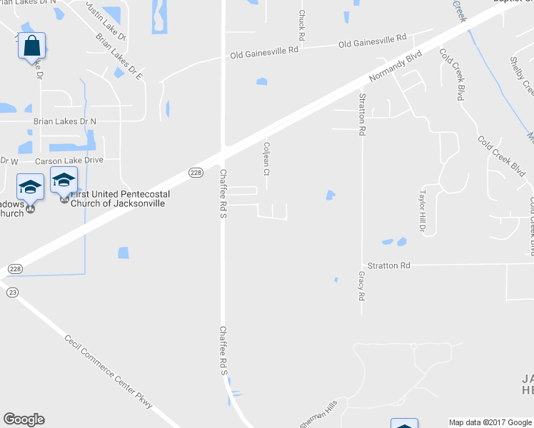 map of restaurants, bars, coffee shops, grocery stores, and more near 10978 Lauren Oak Lane in Jacksonville