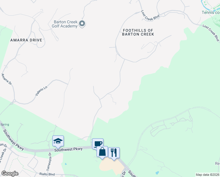 map of restaurants, bars, coffee shops, grocery stores, and more near 4500 Mirador Drive in Austin