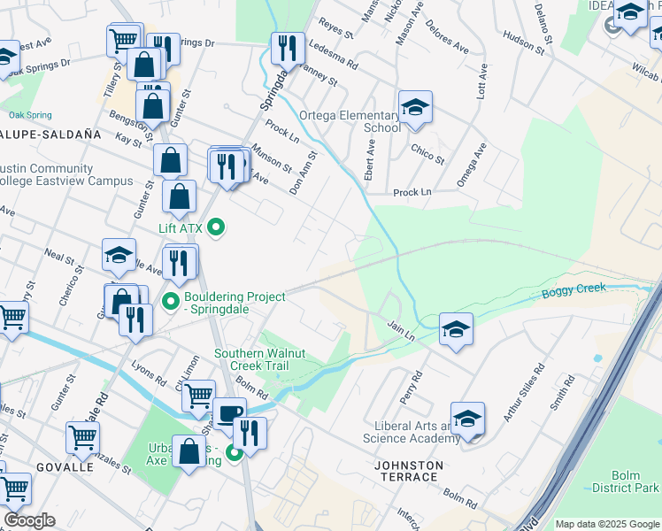 map of restaurants, bars, coffee shops, grocery stores, and more near 5109 1/2 Wilcox Avenue in Austin