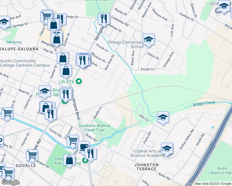map of restaurants, bars, coffee shops, grocery stores, and more near 5109 1/2 Wilcox Avenue in Austin