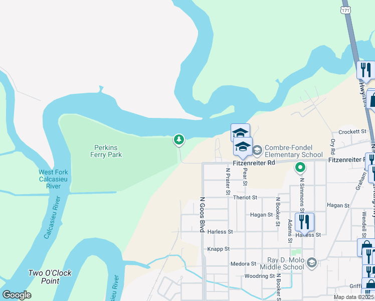 map of restaurants, bars, coffee shops, grocery stores, and more near 1701 Fitzenreiter Road in Lake Charles