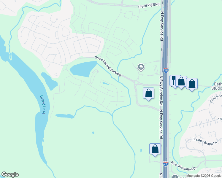 map of restaurants, bars, coffee shops, grocery stores, and more near Conference Center Road in Conroe