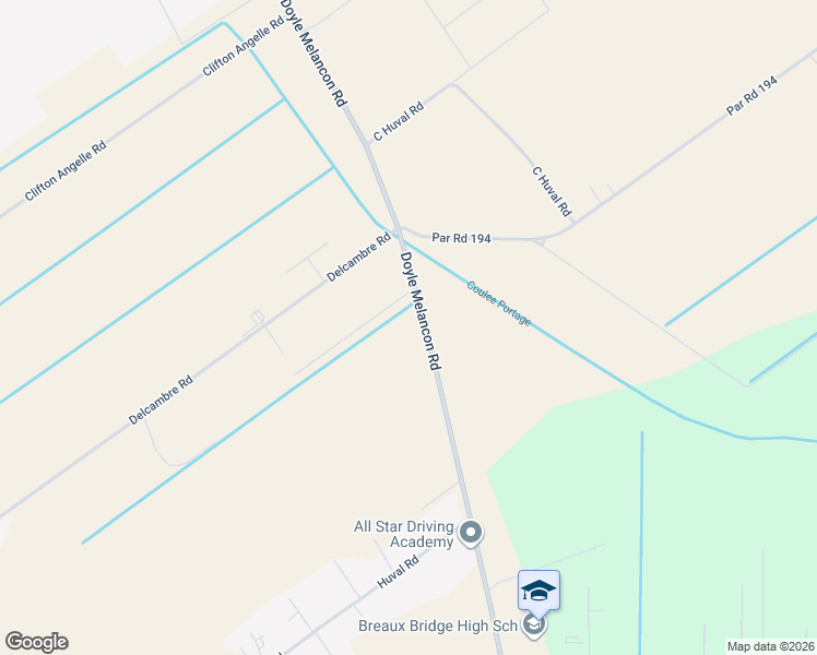 map of restaurants, bars, coffee shops, grocery stores, and more near 2328 Doyle Melancon Road in Breaux Bridge