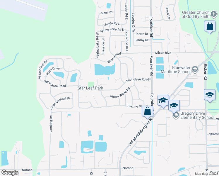 map of restaurants, bars, coffee shops, grocery stores, and more near 8324 Morning Glory Court in Jacksonville