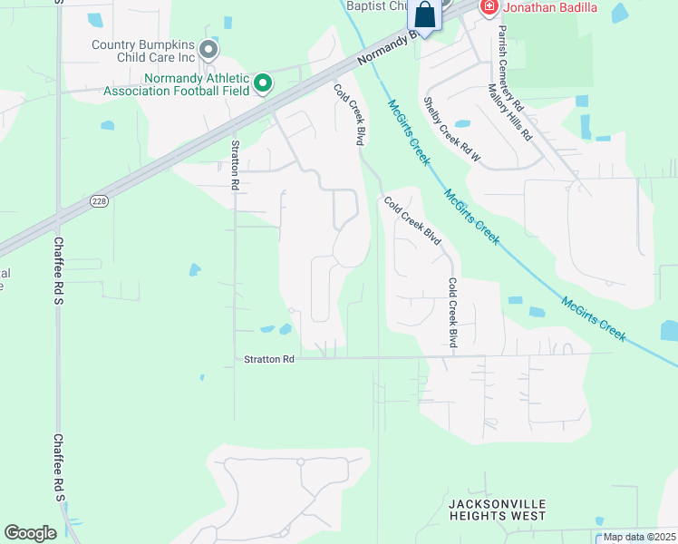 map of restaurants, bars, coffee shops, grocery stores, and more near 2732 Fox Creek Drive East in Jacksonville