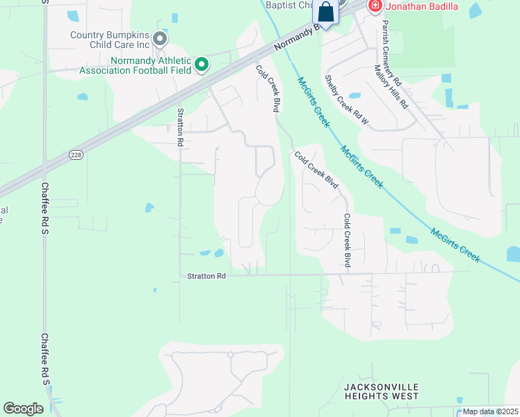 map of restaurants, bars, coffee shops, grocery stores, and more near 2732 Fox Creek Drive East in Jacksonville