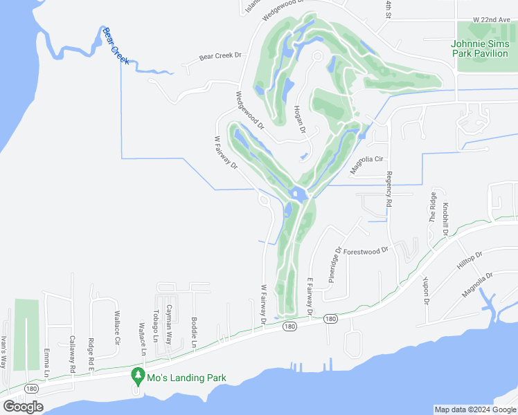 map of restaurants, bars, coffee shops, grocery stores, and more near 1383 West Fairway Drive in Gulf Shores