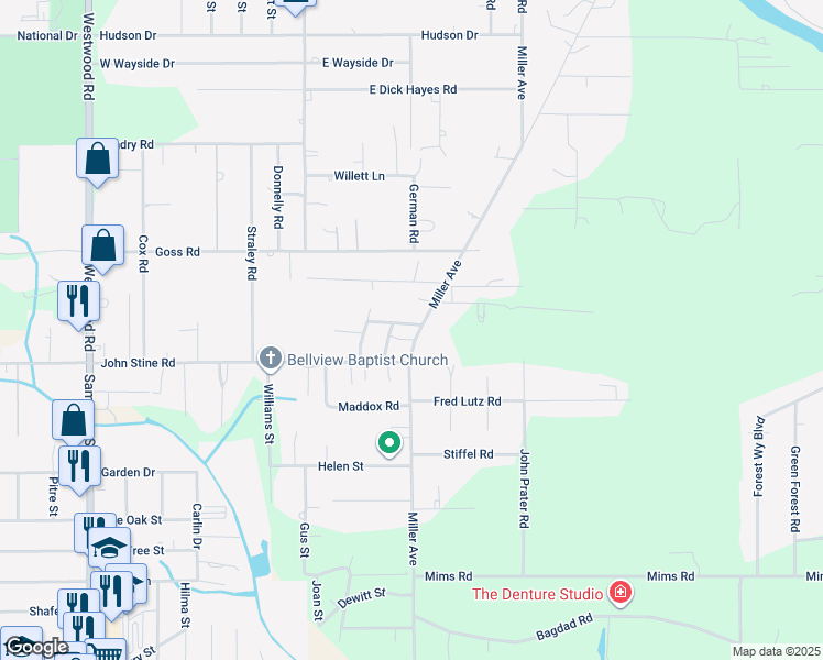 map of restaurants, bars, coffee shops, grocery stores, and more near 2523 Miller Avenue in Westlake