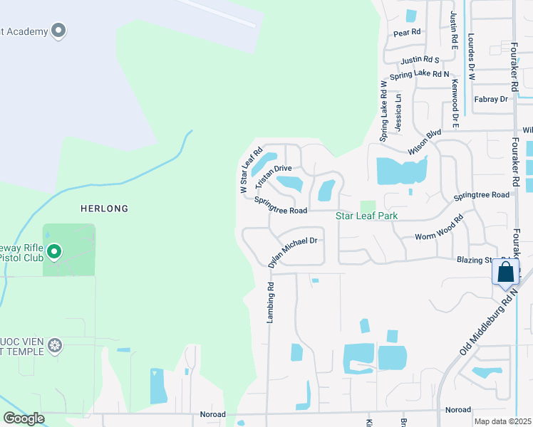 map of restaurants, bars, coffee shops, grocery stores, and more near 8692 Springtree Road in Jacksonville