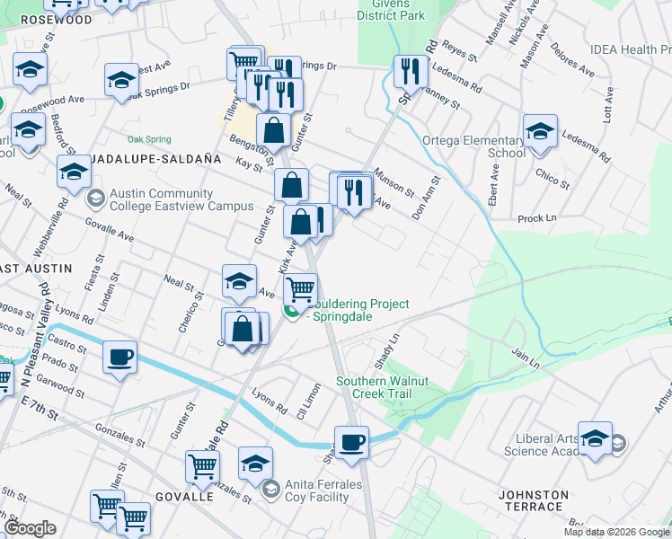 map of restaurants, bars, coffee shops, grocery stores, and more near in Austin