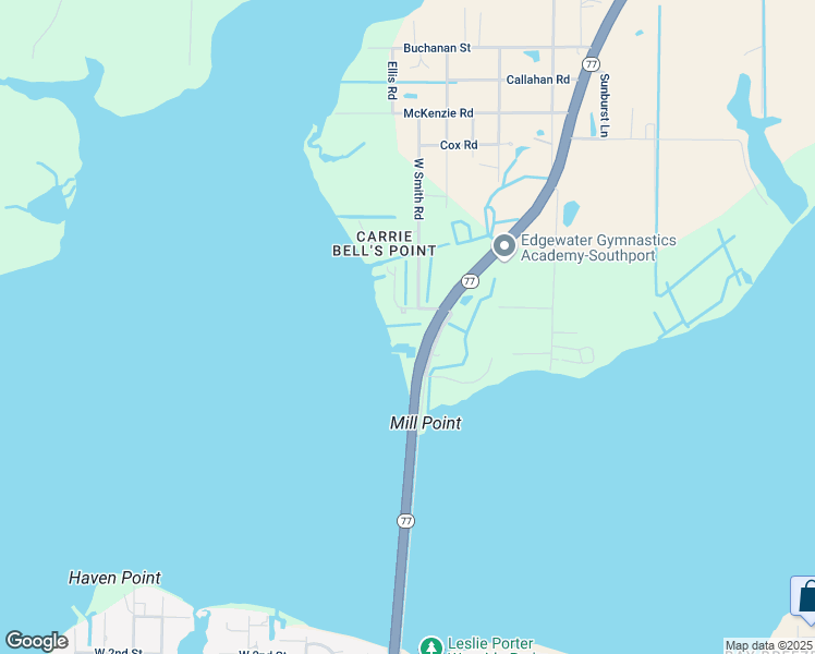 map of restaurants, bars, coffee shops, grocery stores, and more near 1600 Marina Bay Drive in Southport