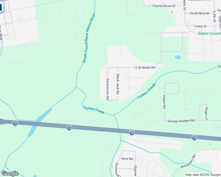 map of restaurants, bars, coffee shops, grocery stores, and more near 10006 Persimmon Road in Macclenny