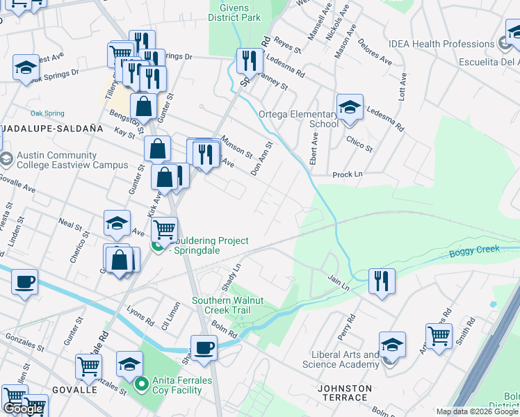 map of restaurants, bars, coffee shops, grocery stores, and more near 1100 Saucedo Street in Austin
