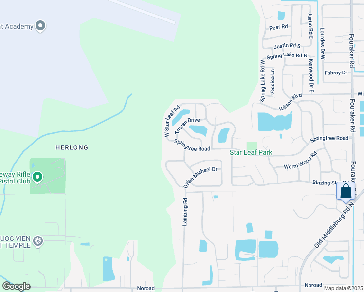 map of restaurants, bars, coffee shops, grocery stores, and more near 8692 Springtree Road in Jacksonville