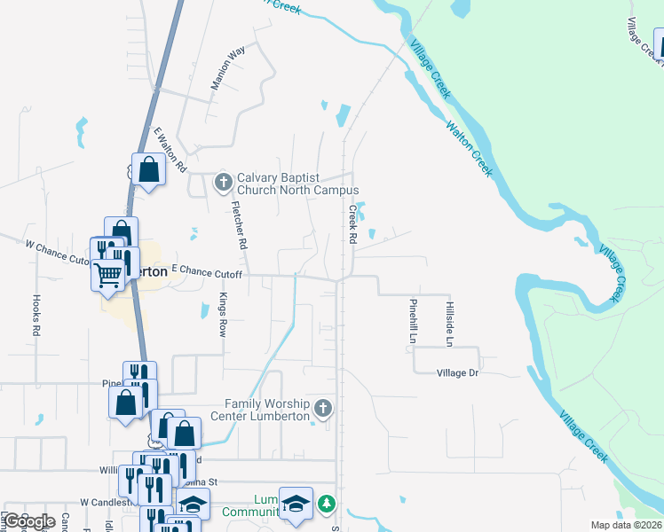 map of restaurants, bars, coffee shops, grocery stores, and more near 106 Hawn Drive in Lumberton