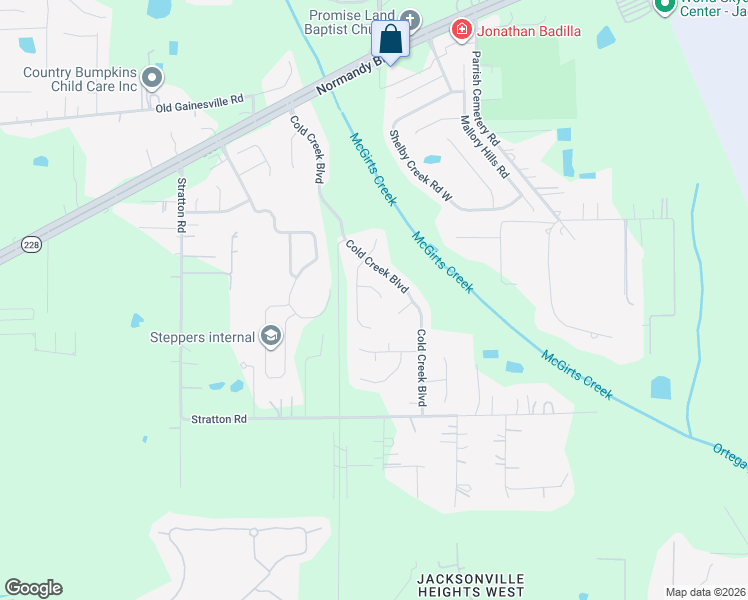 map of restaurants, bars, coffee shops, grocery stores, and more near 10628 Indigo Hills Lane in Jacksonville