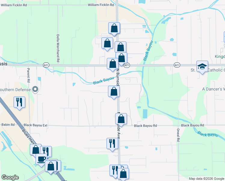 map of restaurants, bars, coffee shops, grocery stores, and more near 40480 Gaidon Drive in Gonzales