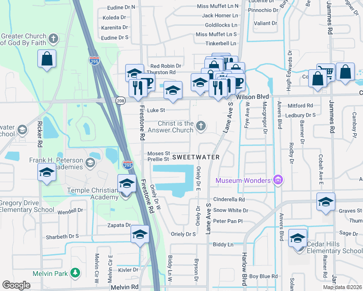 map of restaurants, bars, coffee shops, grocery stores, and more near 3782 Goodrich Road in Jacksonville