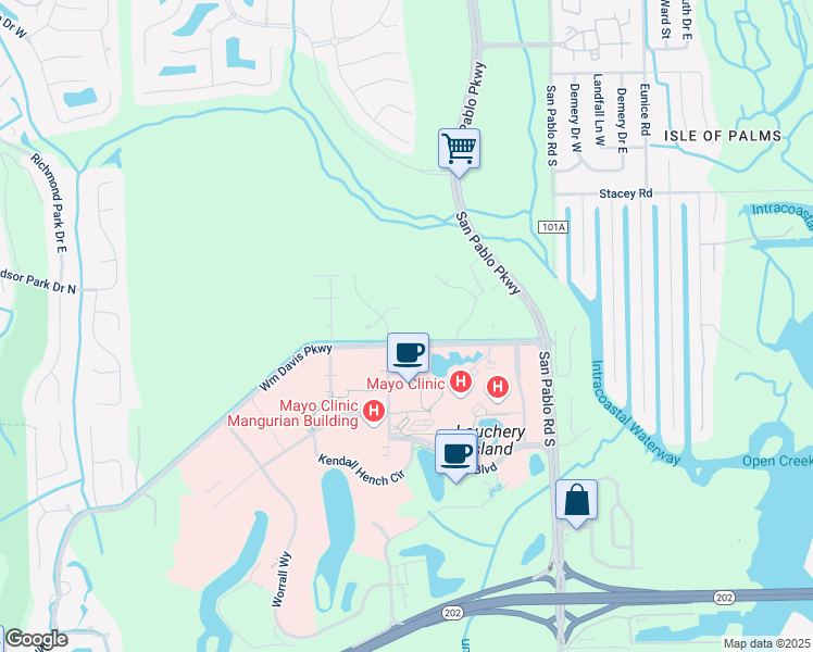 map of restaurants, bars, coffee shops, grocery stores, and more near 14230 Spartina Court in Jacksonville