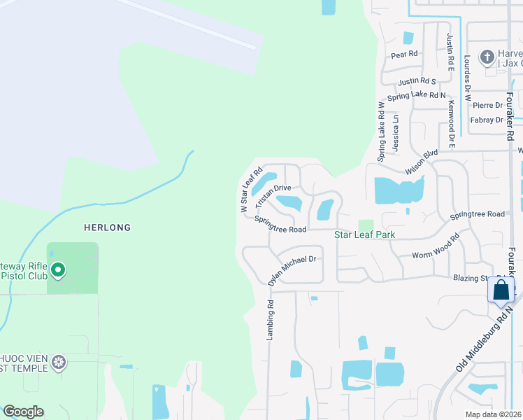 map of restaurants, bars, coffee shops, grocery stores, and more near 8710 Tristan Drive in Jacksonville