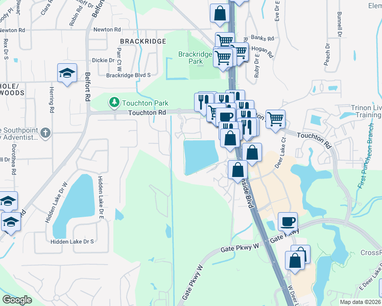 map of restaurants, bars, coffee shops, grocery stores, and more near Unnamed Road in Jacksonville
