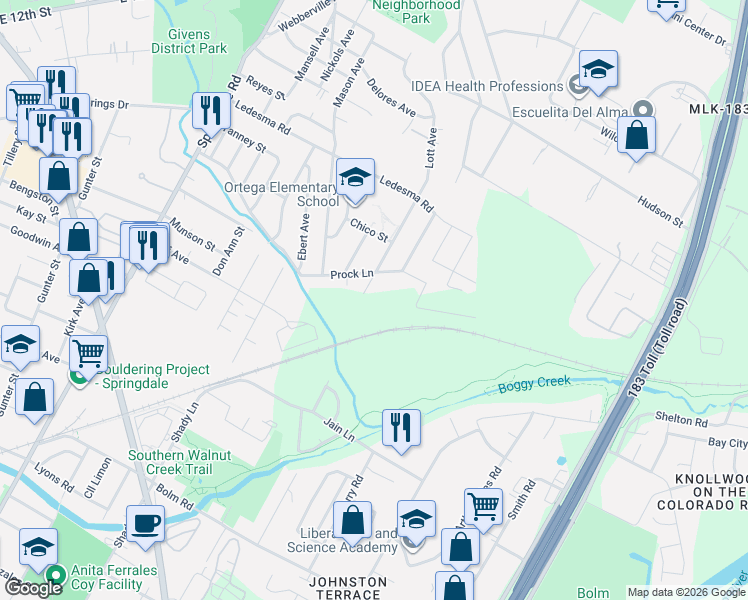 map of restaurants, bars, coffee shops, grocery stores, and more near 942 Lott Avenue in Austin