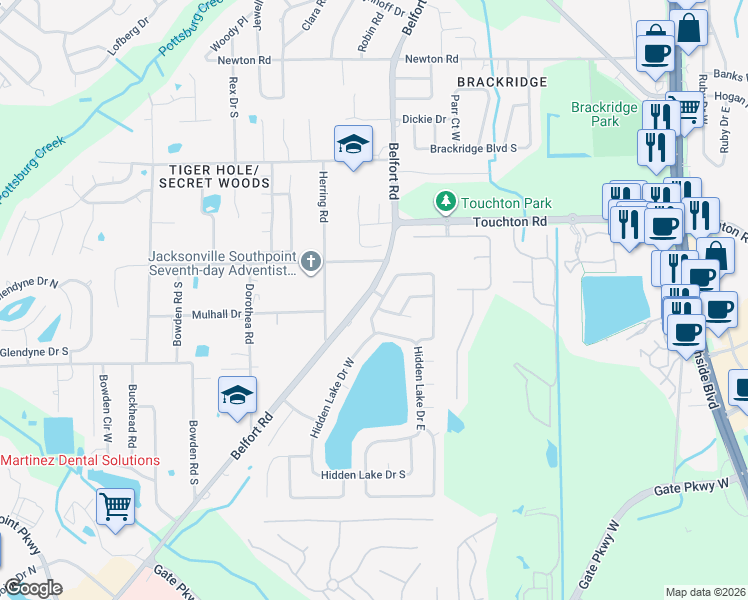 map of restaurants, bars, coffee shops, grocery stores, and more near 3128 Old Port Circle West in Jacksonville