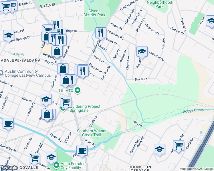 map of restaurants, bars, coffee shops, grocery stores, and more near 4903 Alf Avenue in Austin