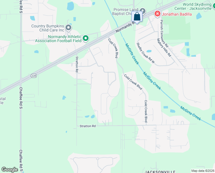 map of restaurants, bars, coffee shops, grocery stores, and more near 2702 Fox Creek Drive East in Jacksonville