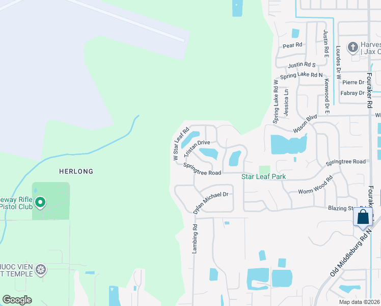 map of restaurants, bars, coffee shops, grocery stores, and more near 8710 Tristan Drive in Jacksonville