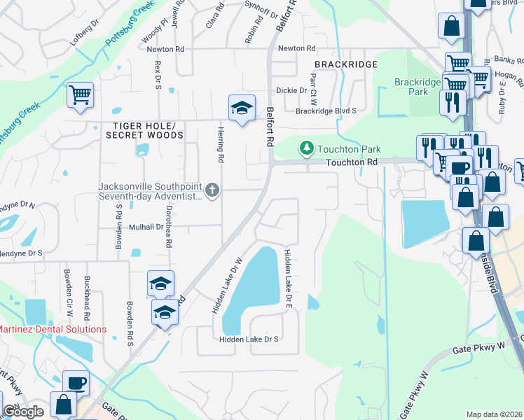 map of restaurants, bars, coffee shops, grocery stores, and more near 3128 Old Port Circle West in Jacksonville