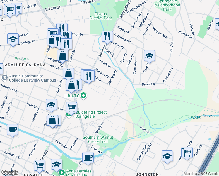 map of restaurants, bars, coffee shops, grocery stores, and more near 4903 Alf Avenue in Austin