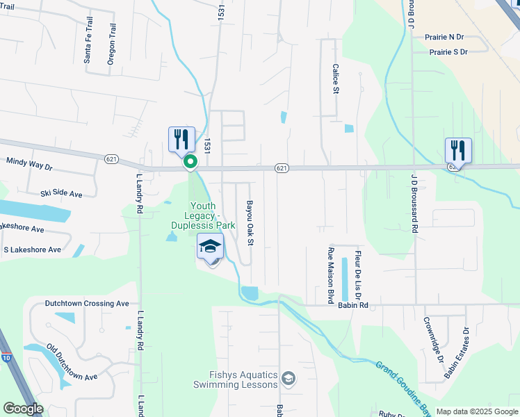 map of restaurants, bars, coffee shops, grocery stores, and more near 13459 Chase St in Gonzales