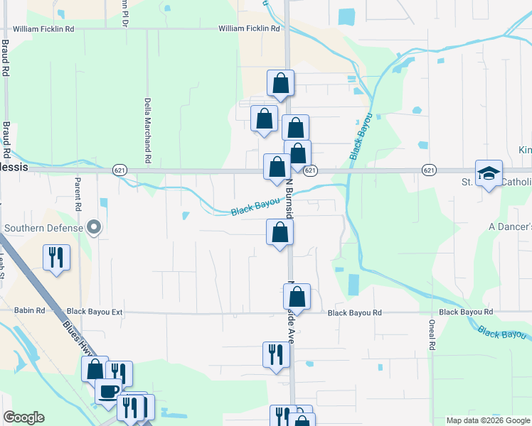 map of restaurants, bars, coffee shops, grocery stores, and more near 40480 Gaidon Drive in Gonzales