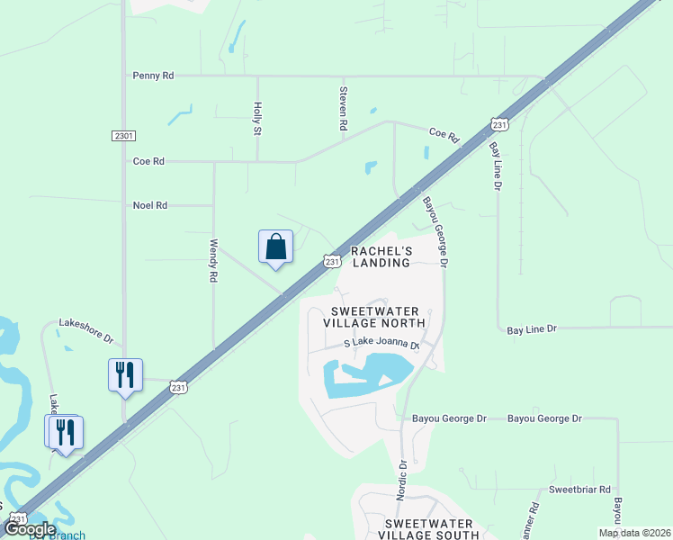map of restaurants, bars, coffee shops, grocery stores, and more near 7209 Lake Suzzanne Way in Panama City