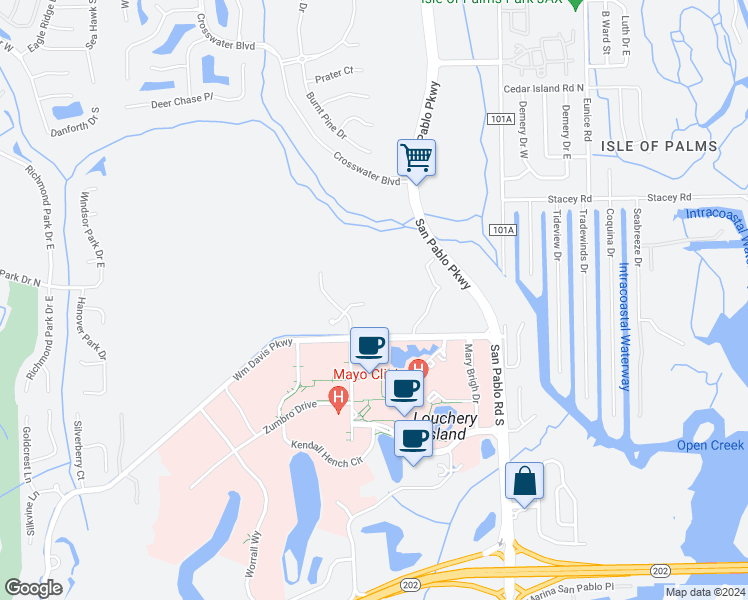 map of restaurants, bars, coffee shops, grocery stores, and more near 14230 Spartina Court in Jacksonville
