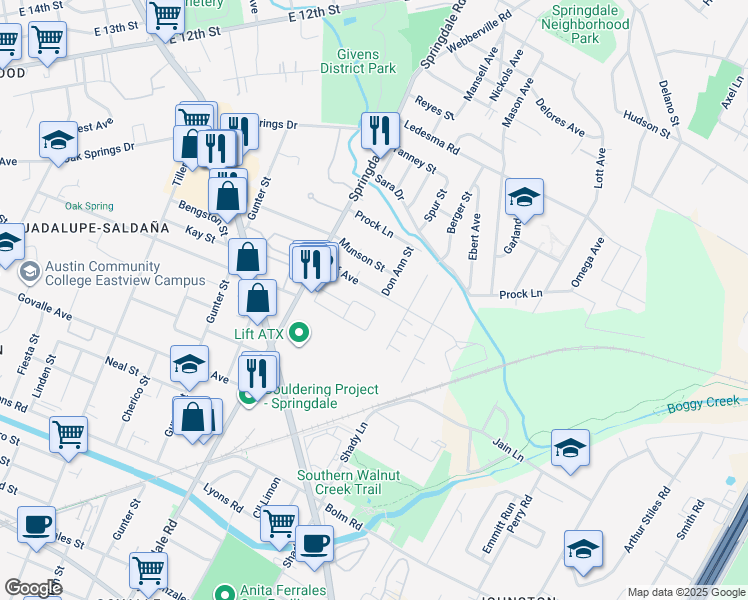 map of restaurants, bars, coffee shops, grocery stores, and more near 4903 Alf Avenue in Austin